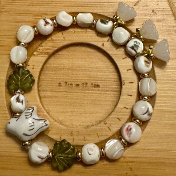 OOAK Handmade Stretch Peace Bracelet size 6.7" S/M - Picture 1 of 9